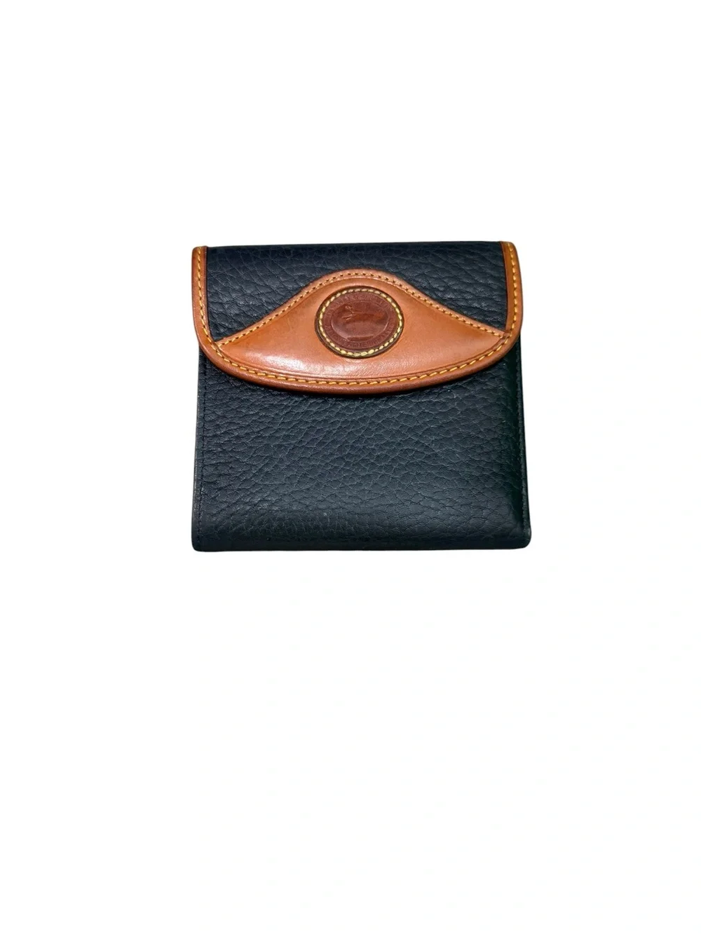 Leather Bifold Wallet with Contrast Trim - Black and Caramel